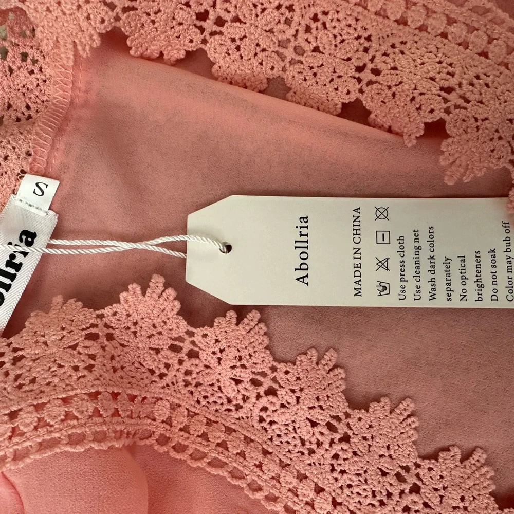 NWT ABOLLRIA Peach Lace Coverup Small - Picture 7 of 13